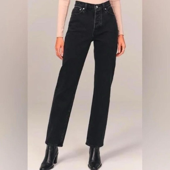 Abercrombie Curve Love Dad High Rise in black - size 32 - Picture 1 of 7